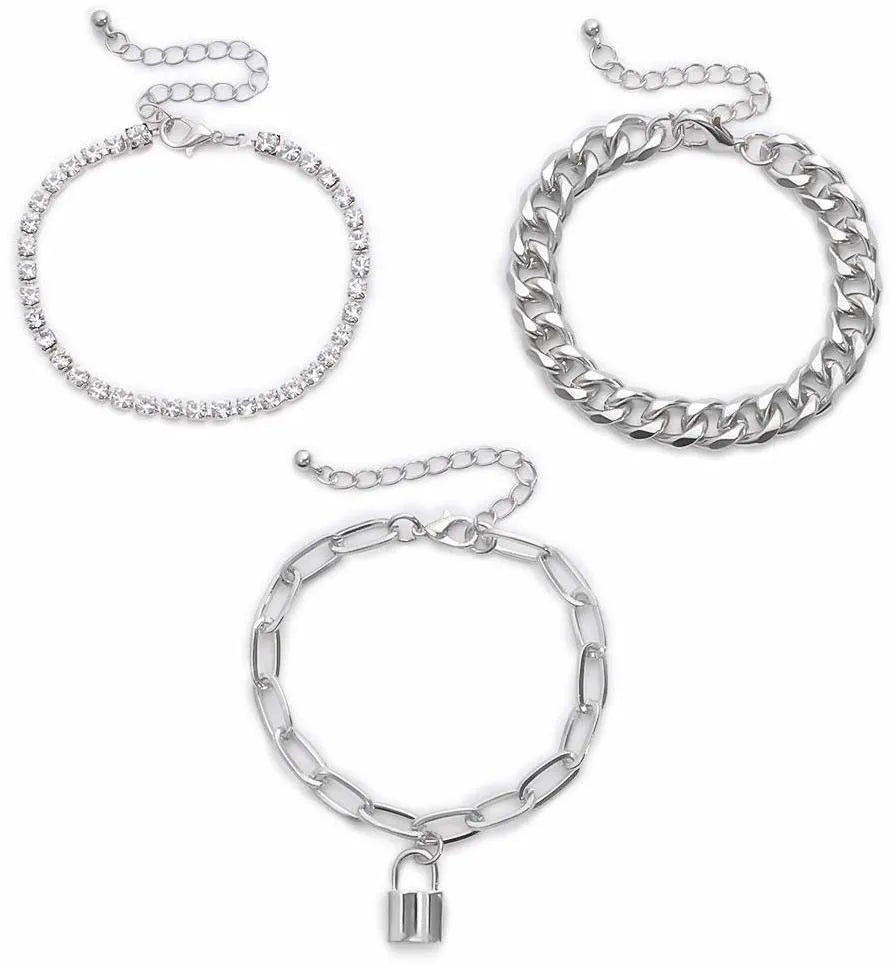 Stylish Charm Sterling Silver Bracelet Set (Pack Of 3) Destiny Jewels