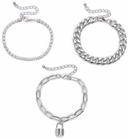 Stylish Charm Sterling Silver Bracelet Set (Pack Of 3) Destiny Jewels