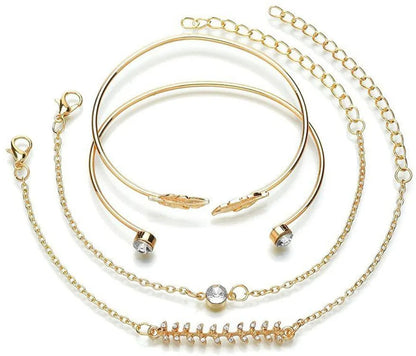 Combo 4Pce Set Gold Plated Layered Adjustable Boha Bracelet Set (Pack Of 4) Destiny Jewels