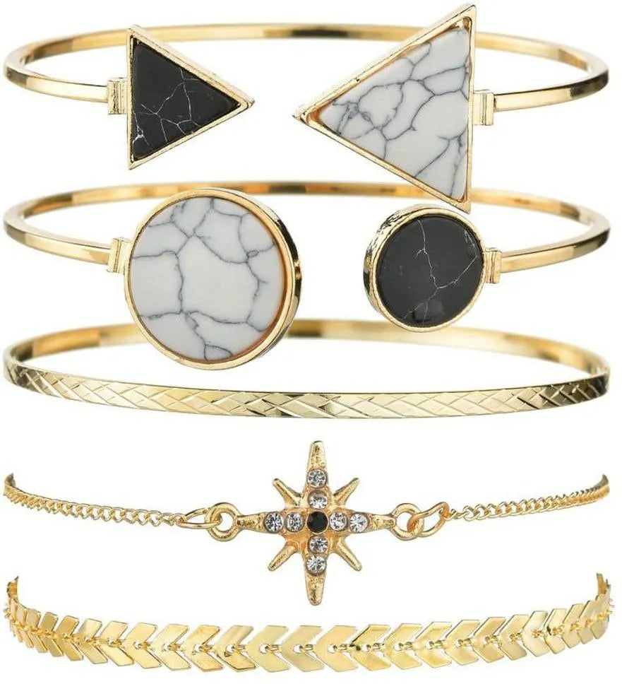 Stylish Gold-Plated Stackable Bracelet (Pack Of 5) - Set Of 5 Destiny Jewels