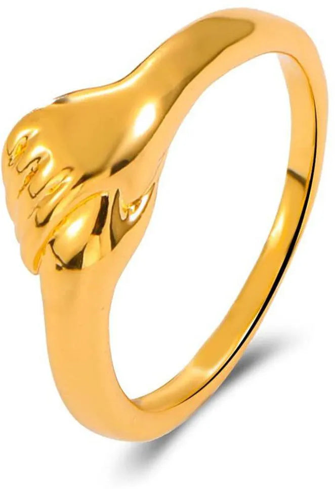 Single Ring Korean Hug Hand  Gold Plated Ring - Set Of 1 Destiny Jewels