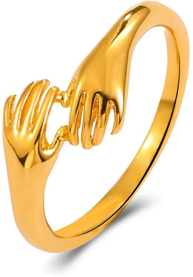 Stylish Hug Hand Gold Plated Ring - Set Of 1 Destiny Jewels