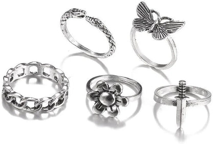 6Pcs Vintage Gothic Butterfly Finger Rings Destiny Jewels