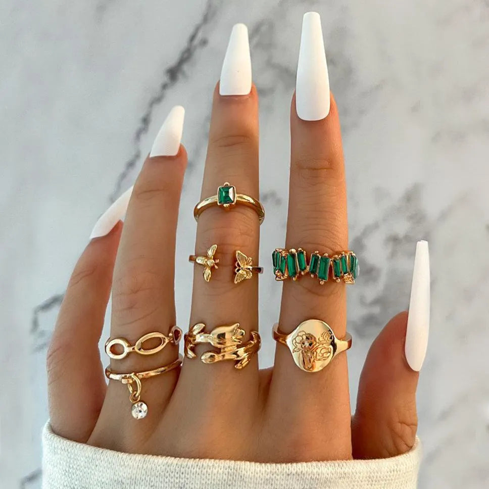 Modern Design Gold Plated Ring Set - Set Of 5 Destiny Jewels