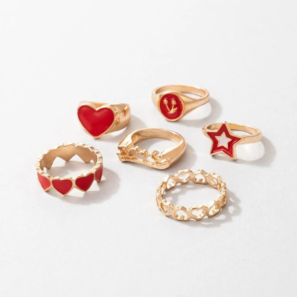 Stylish Design Gold Plated Ring Set - Set Of 6 Destiny Jewels