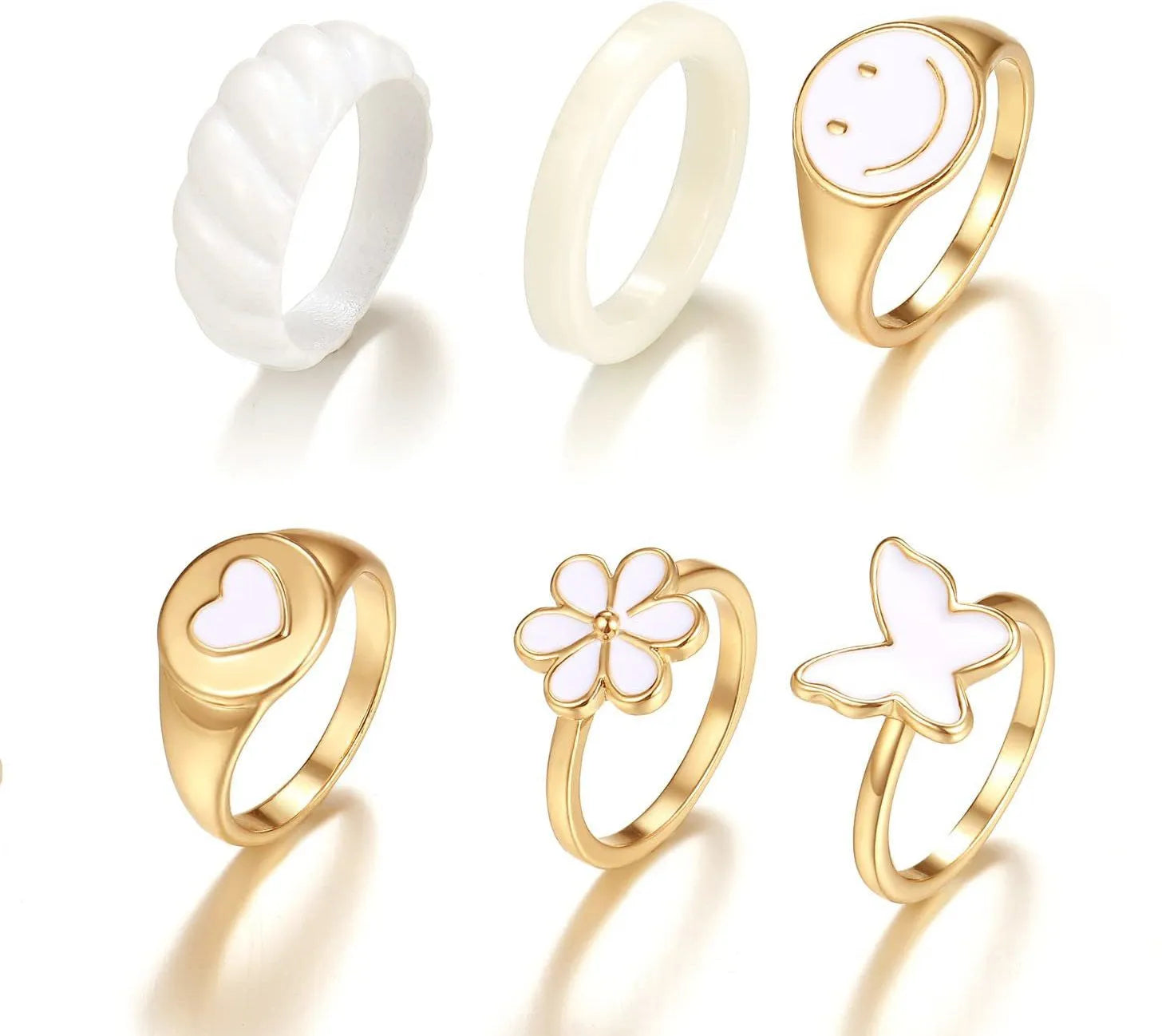 Latest Trending Bohomia Butterfly White Stone Ring  - Set Of 6 Destiny Jewels