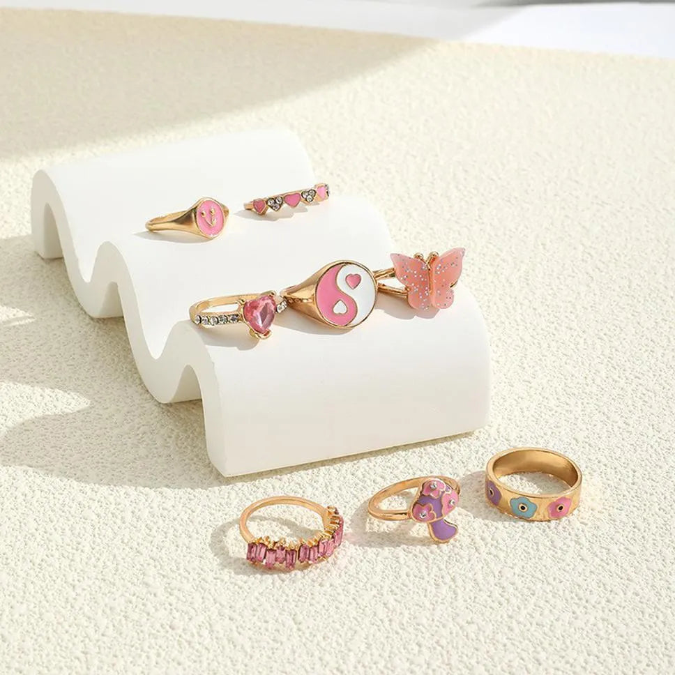 Beautiful Design Gold Plated Ring Set - Set Of 6 Destiny Jewels