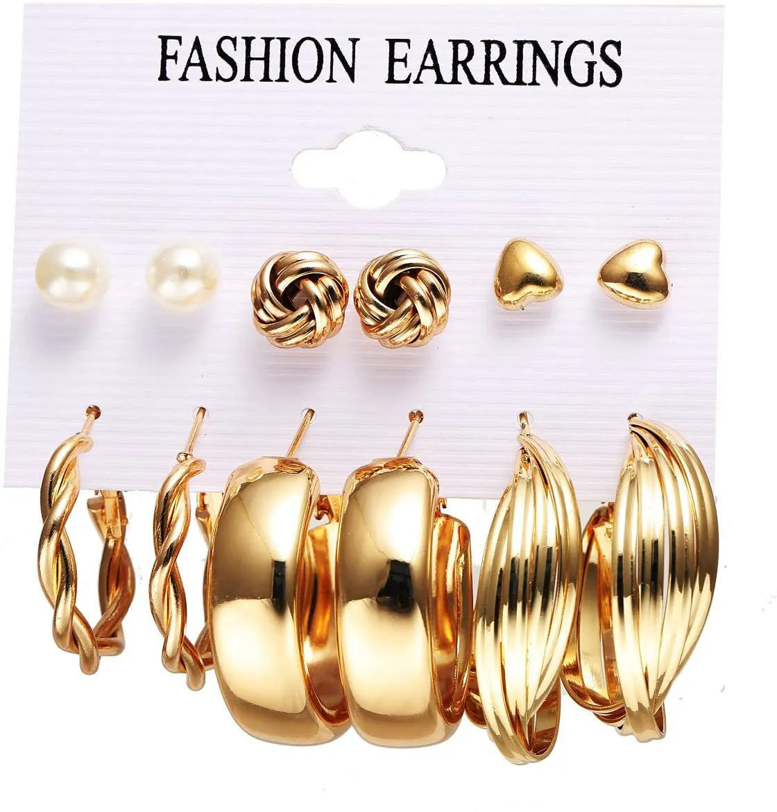 Trending Gold Plated Studs and Hoops Earrings Combo of 6 Pairs Destiny Jewels