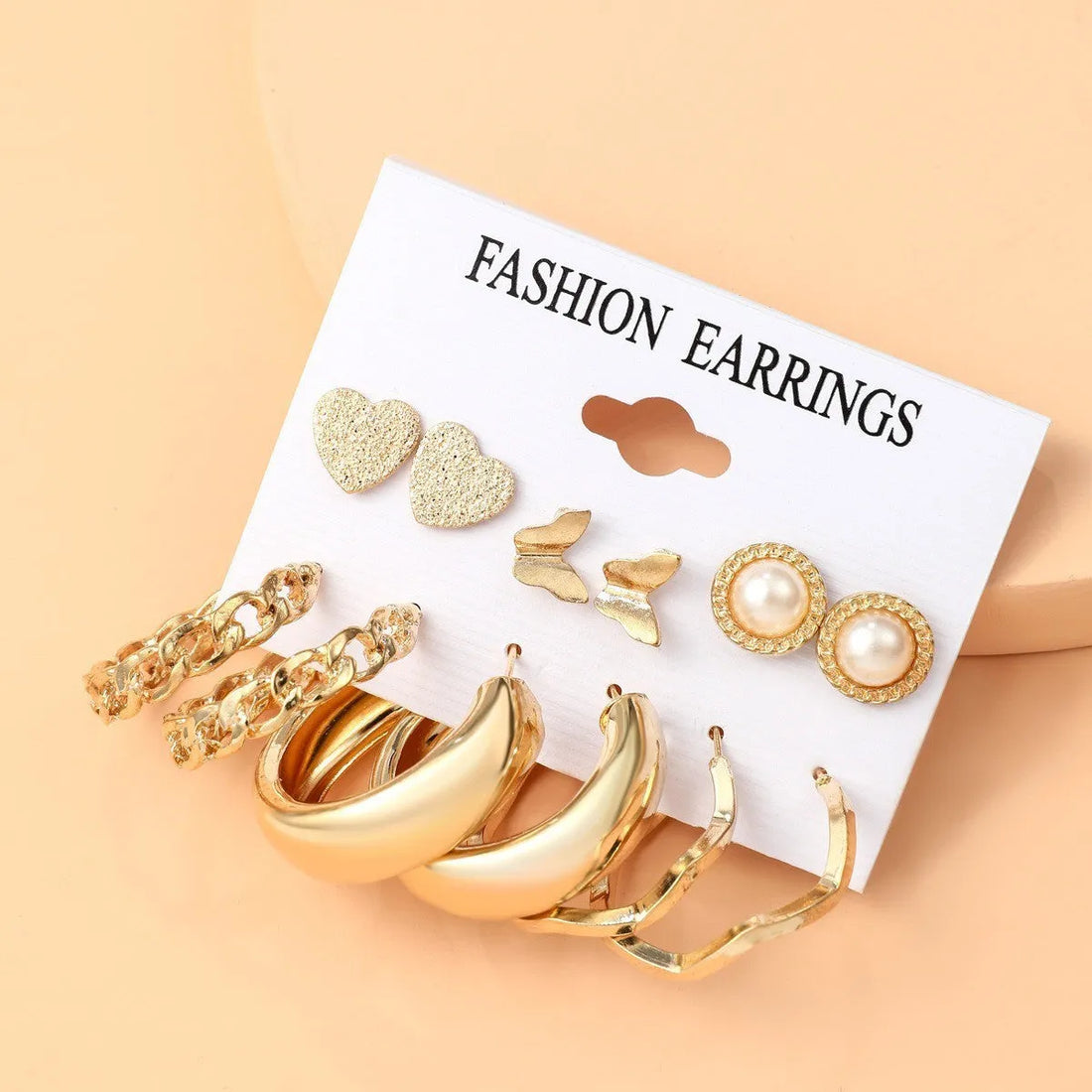 Creative Alloy Trendy Big Hoop Earrings Stud Earrings Set For Women &amp; Girls Alloy Earring Set - Pair Of 6 Destiny Jewels