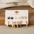 Gold Plated 6Pairs Faux Pearl Décor Small Hoops & Stud Earrings Set Alloy Hoop Earring - Pair Of 6 Destiny Jewels