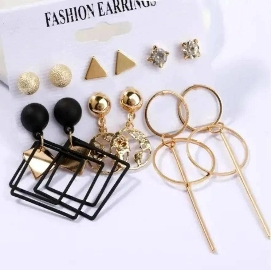 Korean Style Combo Of 6 Pair Statement &amp; Drop Earrings - Pair Of 6 Destiny Jewels