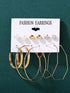 New Trendy Stylish Gold Plated 6 Pair Classic Big Hoop & Stud Earrings Set Alloy Drops & Danglers - Pair Of 6 Destiny Jewels