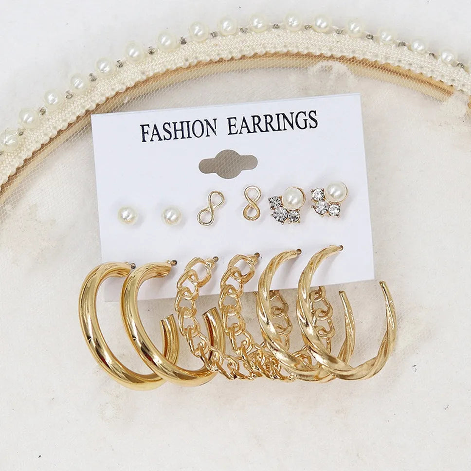 New Trendy Fashionable Combo Of 6 Pair Hoop Earrings Set For Women &amp; Girls Alloy Drops &amp; Danglers - Pair Of 6 Destiny Jewels