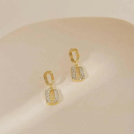 Korean Style Retro Stone Decor Drop Earrings For Women &amp; Girls Cubic Zirconia Alloy Earring Set - Pair Of 1 Destiny Jewels