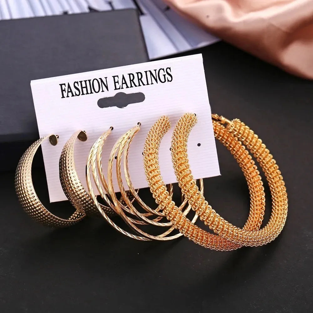 New Trendy Exaggerated Spring Décor Big Hoop Earrings Set For Women &amp; Girls Alloy Drops &amp; Danglers - Pair Of 3 Destiny Jewels