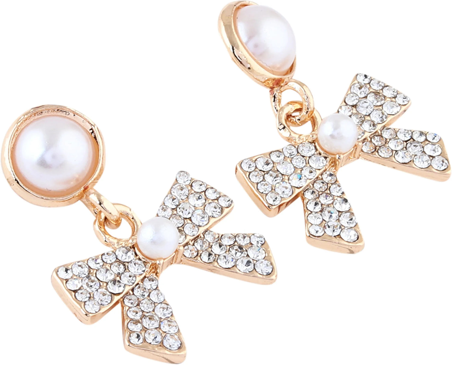 Stylish Bownot Gold Plated Stone Glossy Drops Earrings Destiny Jewels