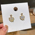 Trendy Exclusive Korean Style Stone Décor Hollow Out Heart Shape Drop Earrings Cubic Zirconia Alloy Drops & Danglers, Hoop Earring, Stud Earring - Pair Of 1 Destiny Jewels