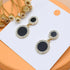 New Trendy Exclusive Korean Style Rhinestone Décor Round Black Drop Earrings Cubic Zirconia Alloy Earring Set, Drops & Danglers - Pair Of 1 Destiny Jewels