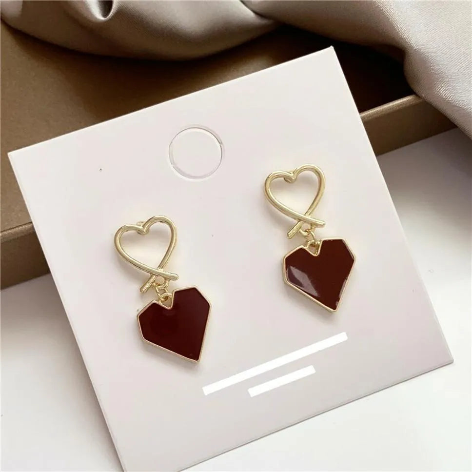 Trendy Exclusive Korean Design Red Heart Drop Long Earrings Destiny Jewels