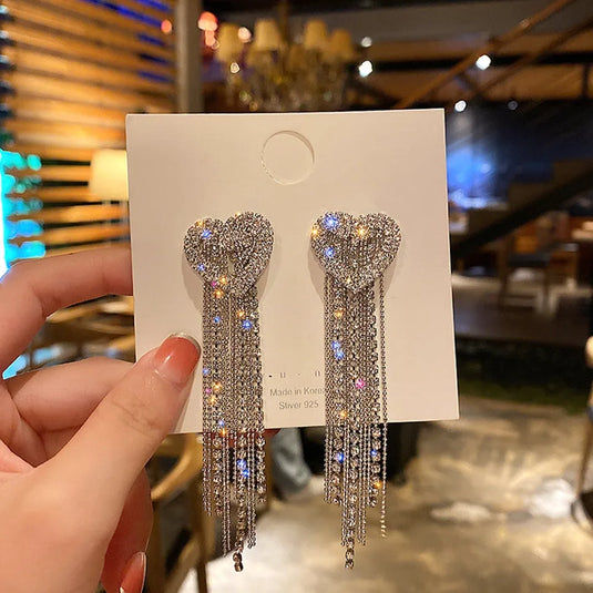 Deepika Padukone Korean Style Rhinestone Tassel Earrings Destiny Jewels