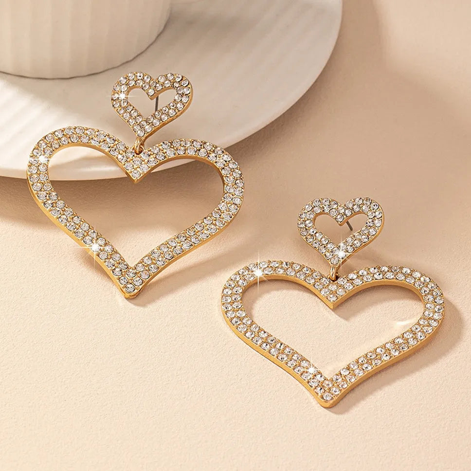 Korean Design European Style Heart Shaped Stone Décor Earring For Women &amp; Girls Cubic Zirconia Alloy Drops &amp; Danglers - Pair Of 1 Destiny Jewels