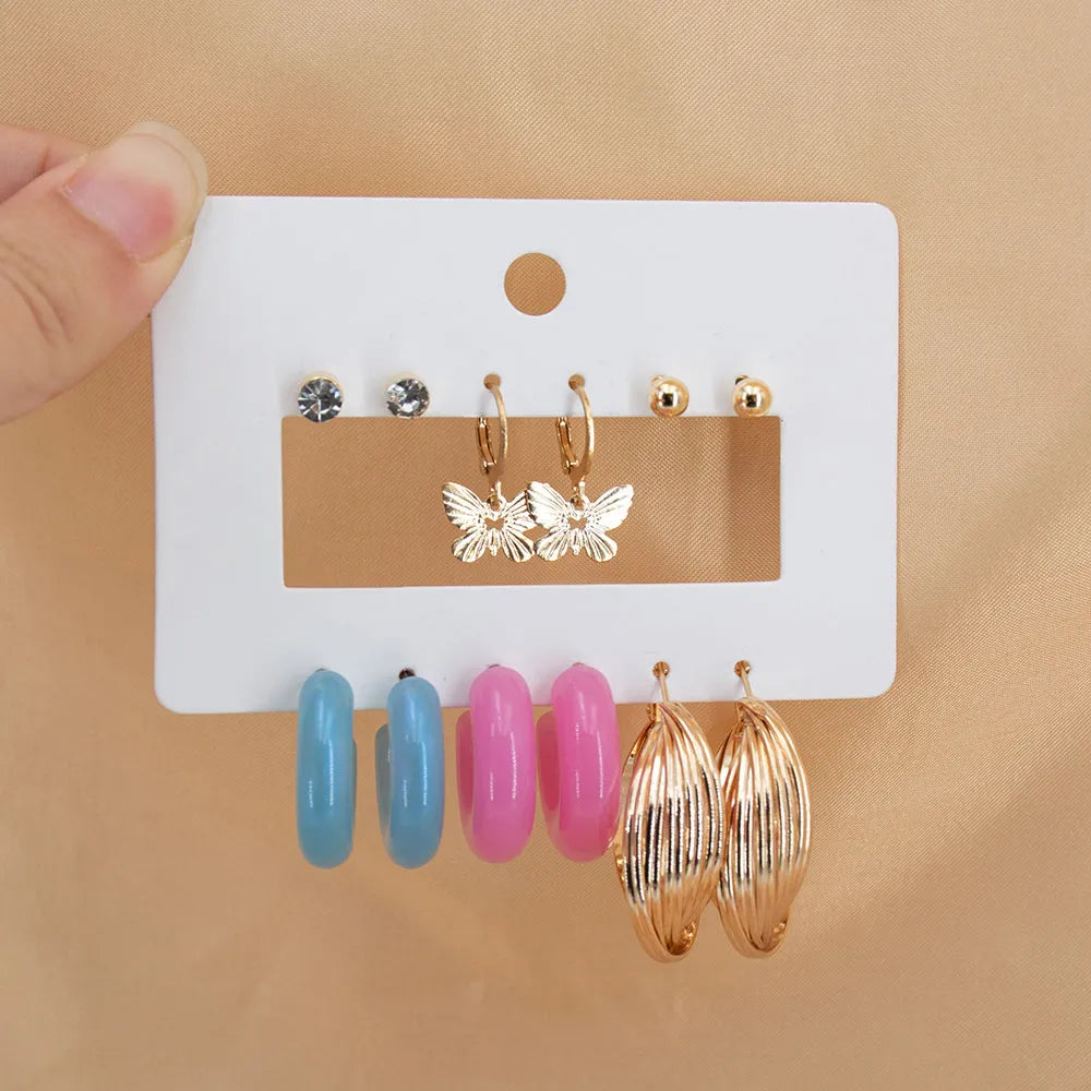 New Limited Collection Combo Of 6 Pair Elegant Colorful Hoop Earrings Set Alloy Hoop Earring - Pair Of 6 Destiny Jewels