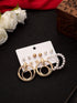 Gold Plated Double Loop And Pearl Décor Hoop Earrings Set For Women & Girls Pearl Alloy Hoop Earring - Pair Of 6 Destiny Jewels