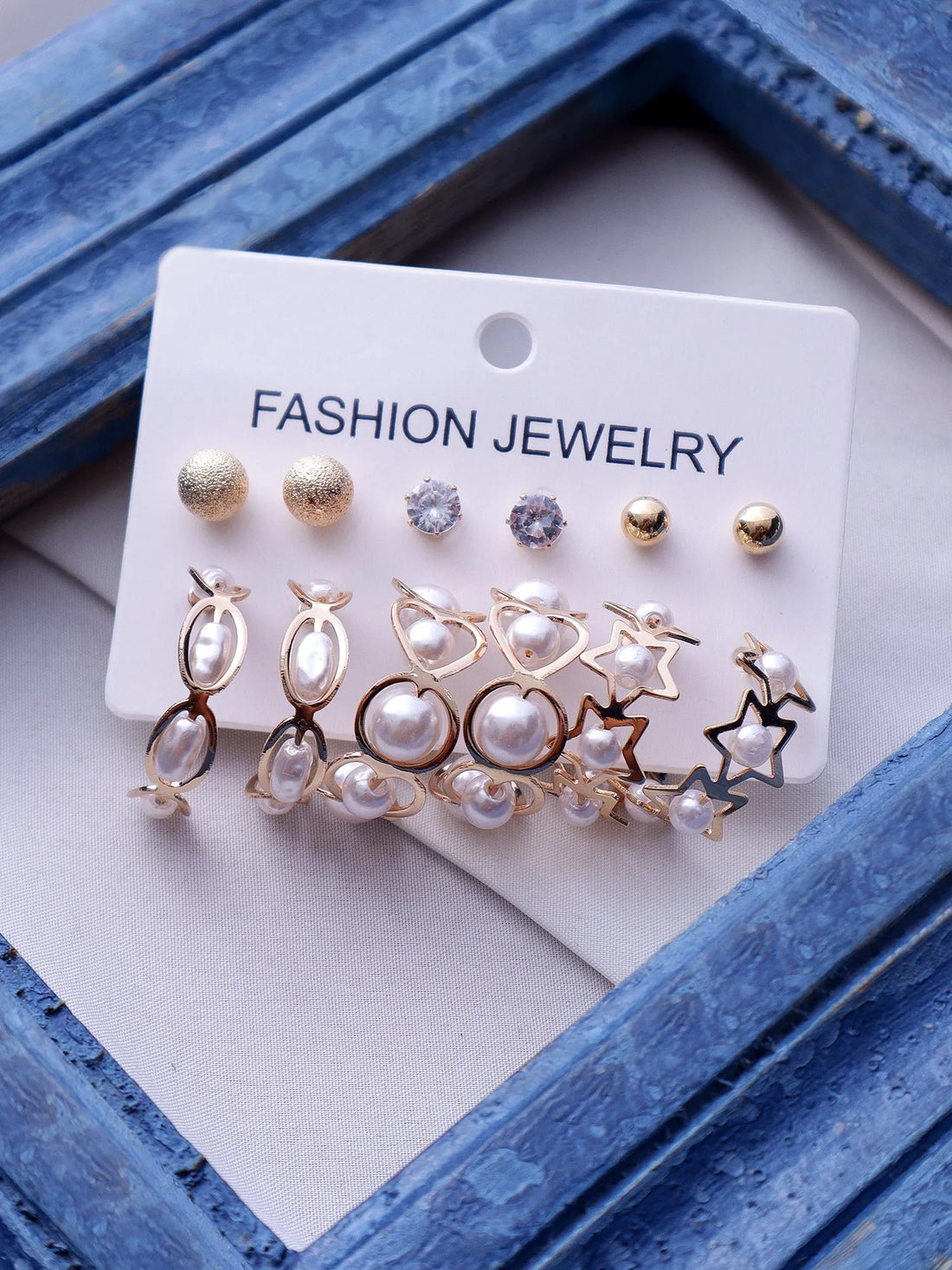 Stylish Trendy Pearl Décor &amp; Hoop Stud Drop Earrings Set For Women &amp; Girl 6Pair Alloy Drops &amp; Danglers - Pair Of 6 Destiny Jewels