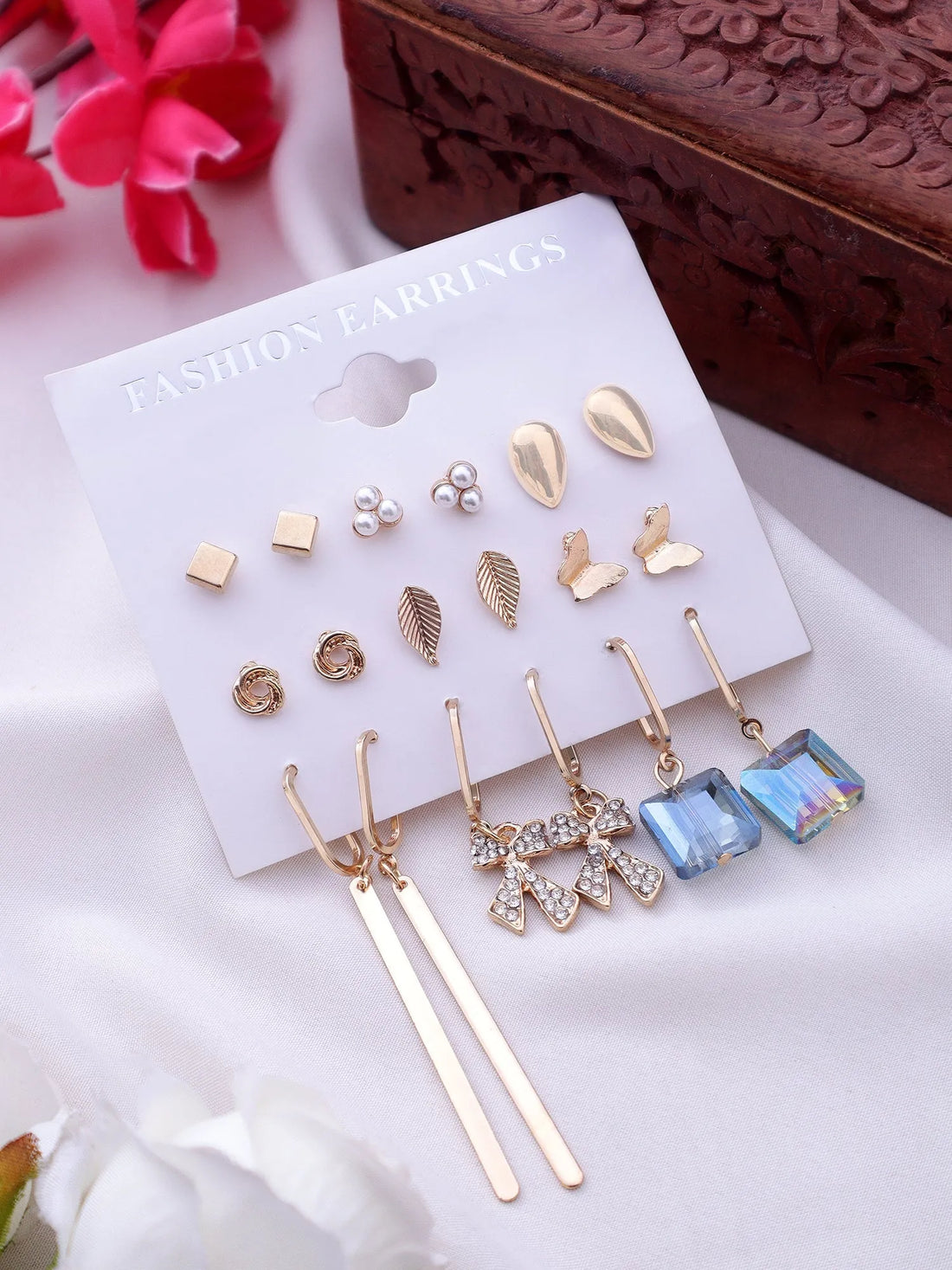 Exclusive Latest Fashion Vintage 9Pair Different Style Fashion Drop Earrings Set Alloy Drops &amp; Danglers - Pair Of 9 Destiny Jewels