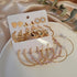 Gold Plated Vintage Big Circle Hoop & Butterfly Heart Shaped Korean Pearl Alloy Hoop Earring - Pair Of 9 Destiny Jewels