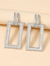 Silver Plated Long Geometric Rectangular Diamond Pendant Women Shinning Earring Alloy Drops & Danglers - Pair Of 1 Destiny Jewels