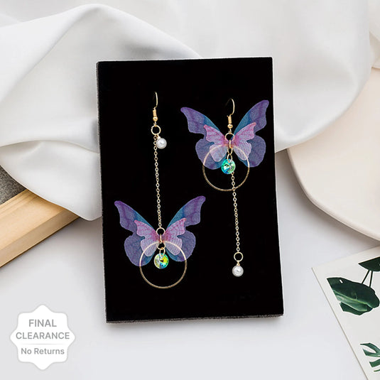 New Trendy Exclusive Korean Style Trendy Elegant Drop Colorful Butterfly Earring Cubic Zirconia Alloy Earring Set, Drops &amp; Danglers - Pair Of 1 Destiny Jewels