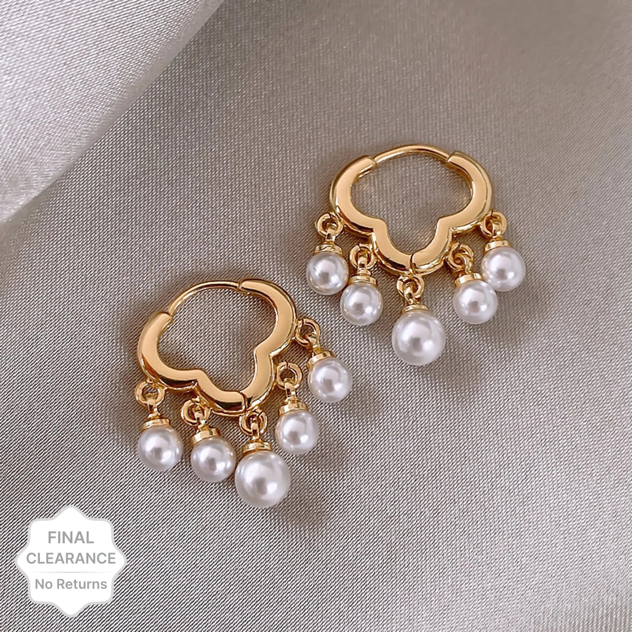 New Trendy Exclusive Korean Style Faux Pearl Décor Earrings For Women &amp; Girls Pearl Alloy Drops &amp; Danglers, Hoop Earring, Stud Earring - Pair Of 1 Destiny Jewels