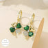 New Trendy Exclusive Korean Style Heart Shape Four Leaf Green Crystal Earrings Cubic Zirconia Alloy Drops & Danglers, Hoop Earring, Stud Earring - Pair Of 1 Destiny Jewels