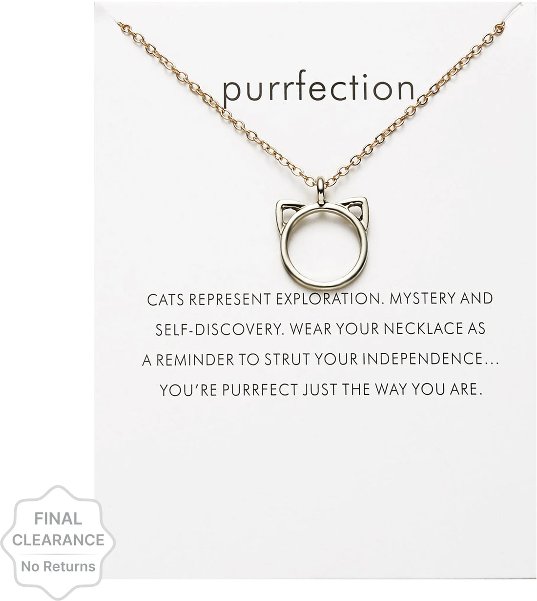 Gold Plated Fashion Littel Cat Purrfection Card Necklace For Women &amp; Girls Alloy Necklace Destiny Jewels