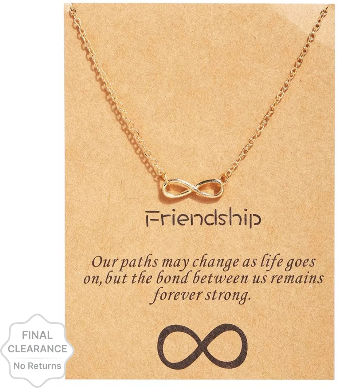 Gold Plated Infinity Necklace With Card For Women &amp; Girls Zircon Alloy Necklace Destiny Jewels