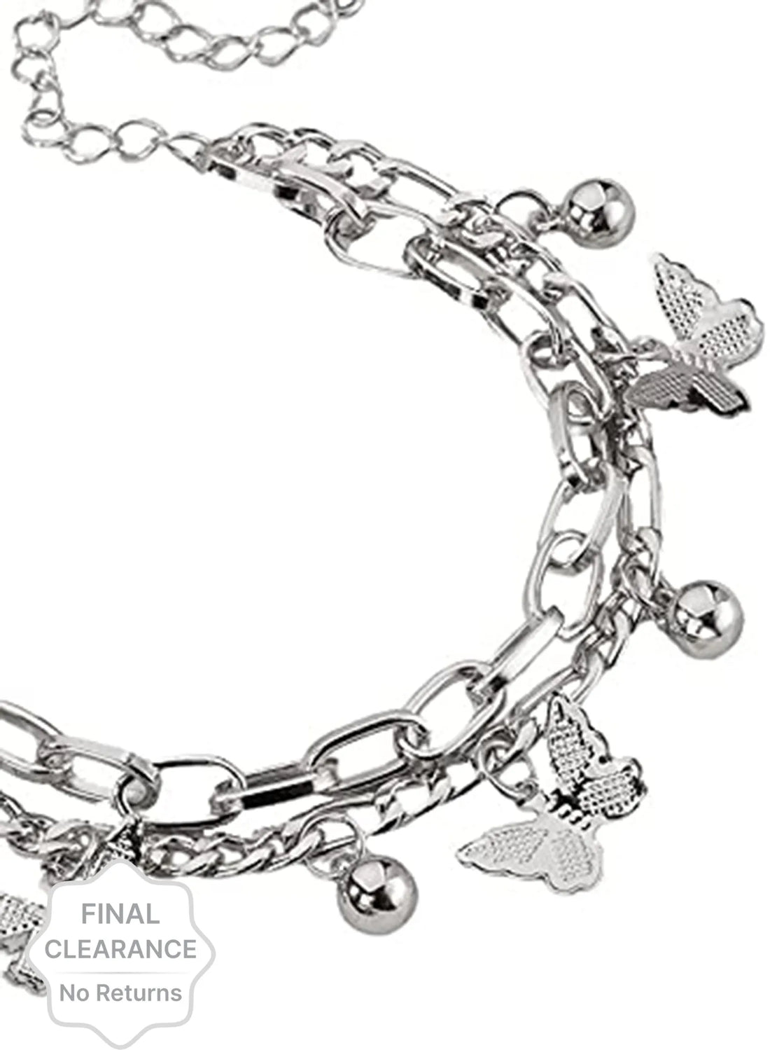 Stylish Sterling Silver Coated Bracelet With Butterfly Charms- Set Of 1 Destiny Jewels